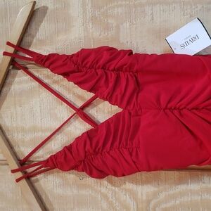 Jump Apparel NEW Red Ruched Sleeveless Criss Cross Sleeveless Maxi Dress Sz 3/4